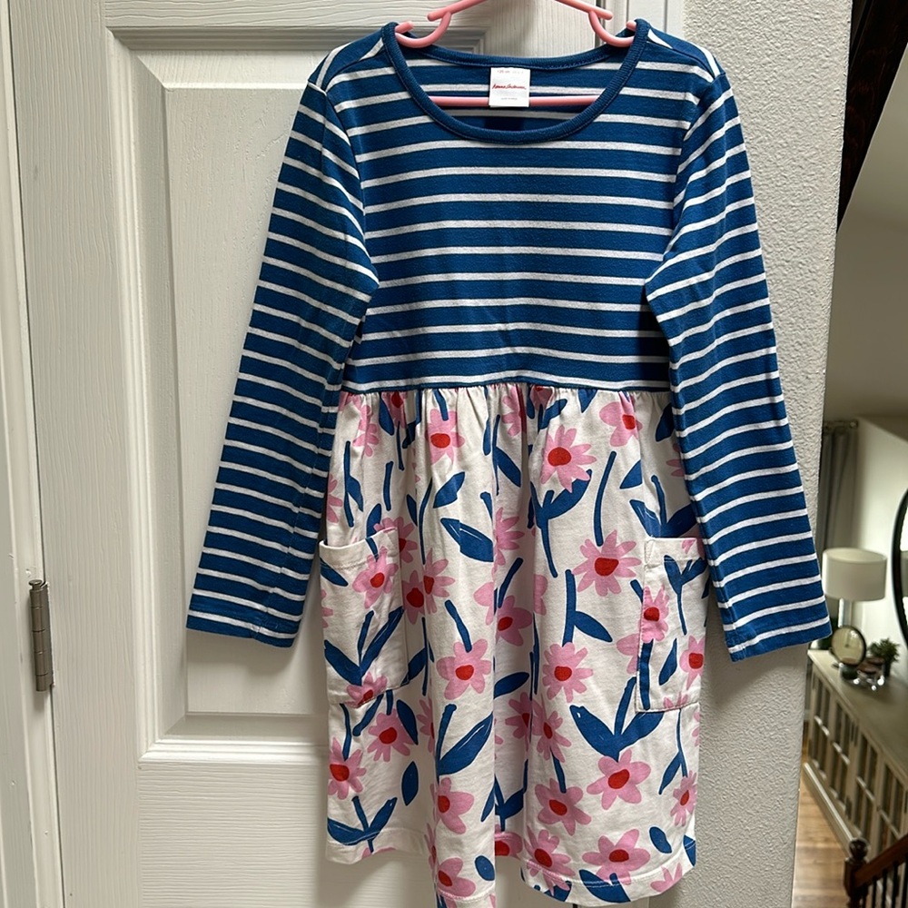 Girls Hanna Andersson floral/striped dress